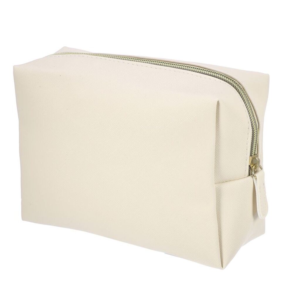 PU Leather Travel Large Make Up Brush Organizer Toiletry L Size Beige